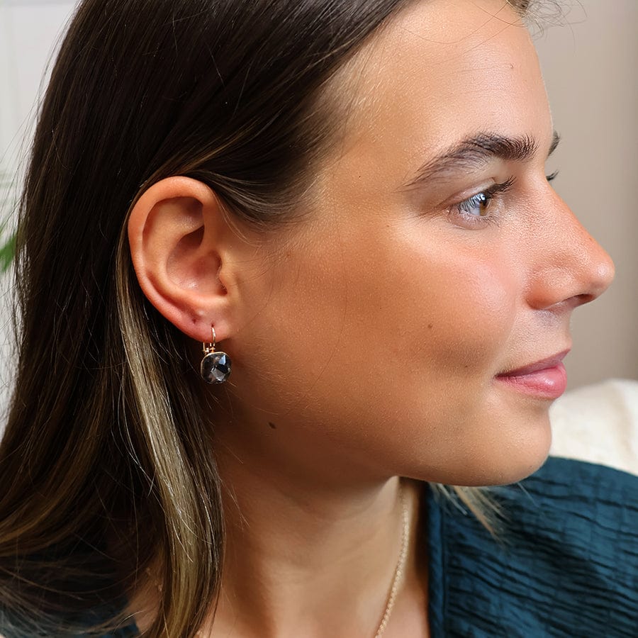 Golden & Smoky Square Crystal Drop Earrings by POM 04562 POM