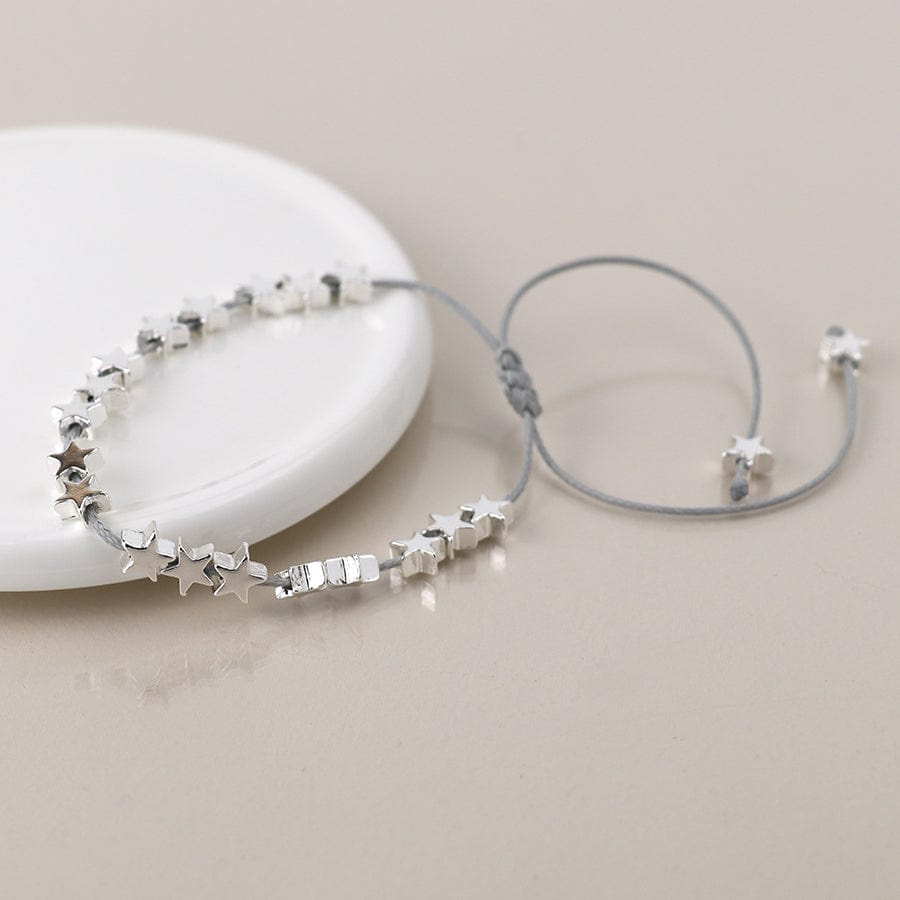 Grey Cord Adjustable Bracelet With Silver Plated Stars by POM 04598 POM