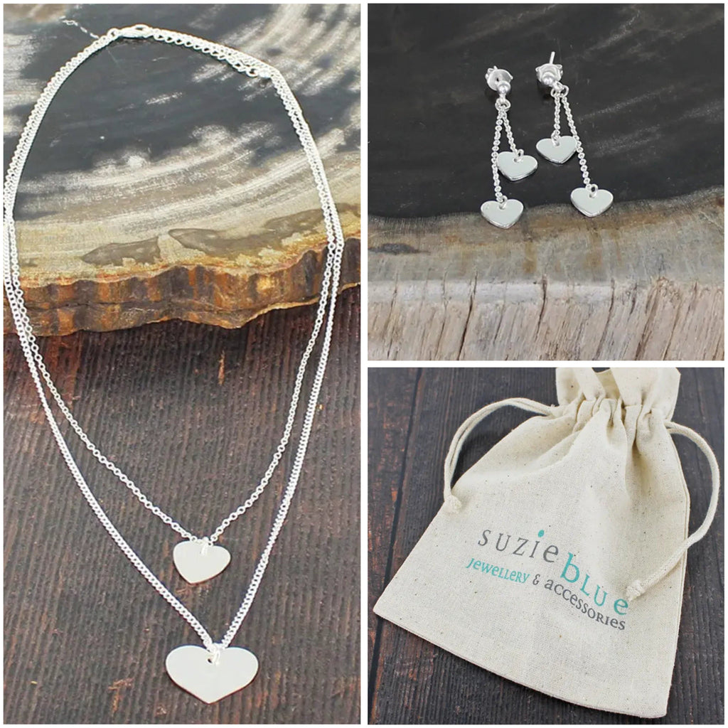 Happy Hearts Necklace & Earrings Gift Set by Suzie Blue POM