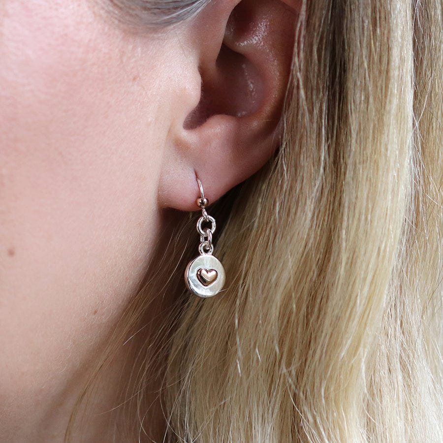 Heart In Disc Earrings By POM Silver Rose Gold Gift 02320 POM