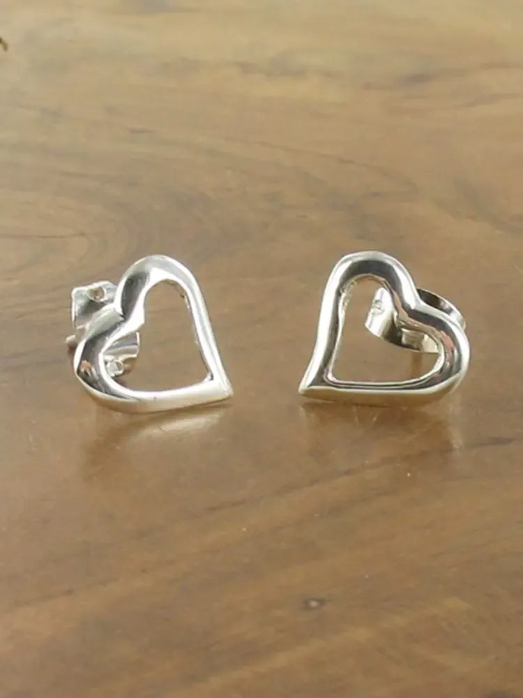 Hollow Abstract Heart Silver Plated Stud Earrings by Suzie Blue Gift POM