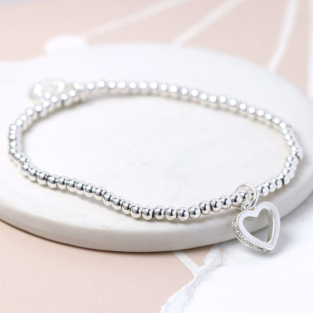 Hollow Crystal Heart Bracelet By POM Silver Gift 02535 POM