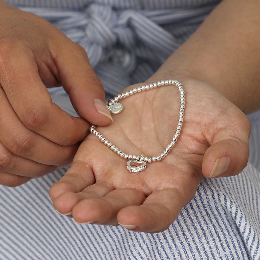 Hollow Crystal Heart Bracelet By POM Silver Gift 02535 POM