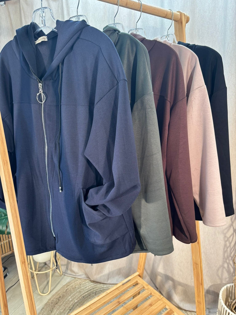 Hooded Drawstring Zipped Lightweight Jacket Be You Lifestyle Boutique