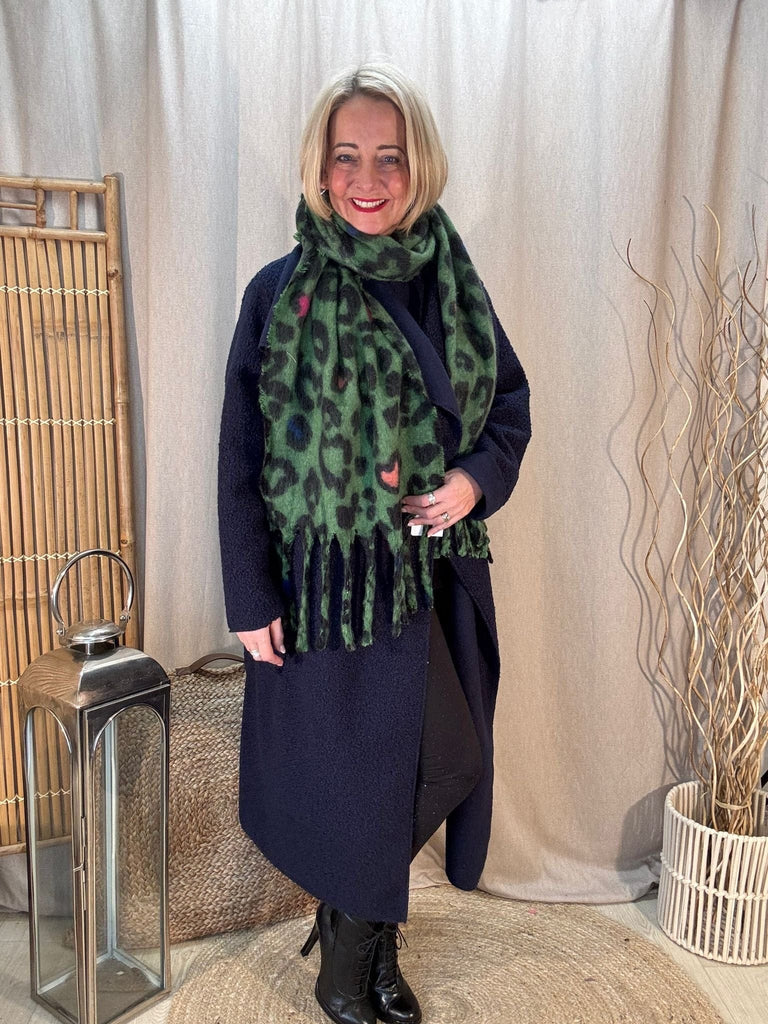 Leopard Hearts Print Tassel Winter Scarf Gift Be You Lifestyle Boutique