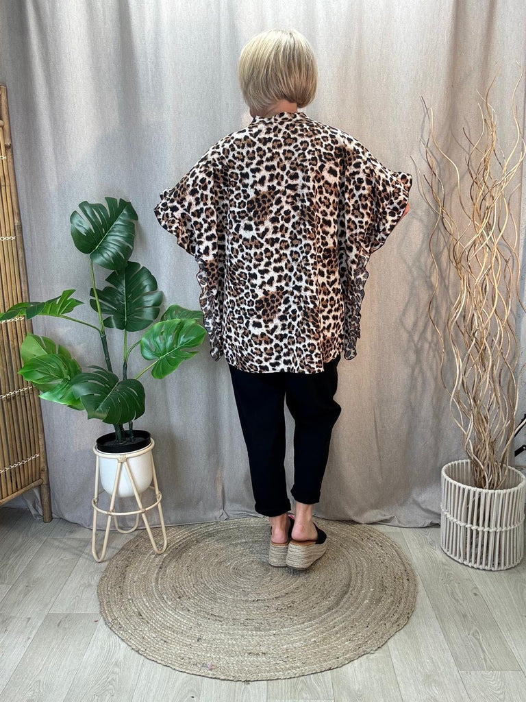 Leopard Print Blouse With Frilly Sides Be You Lifestyle Boutique One Size