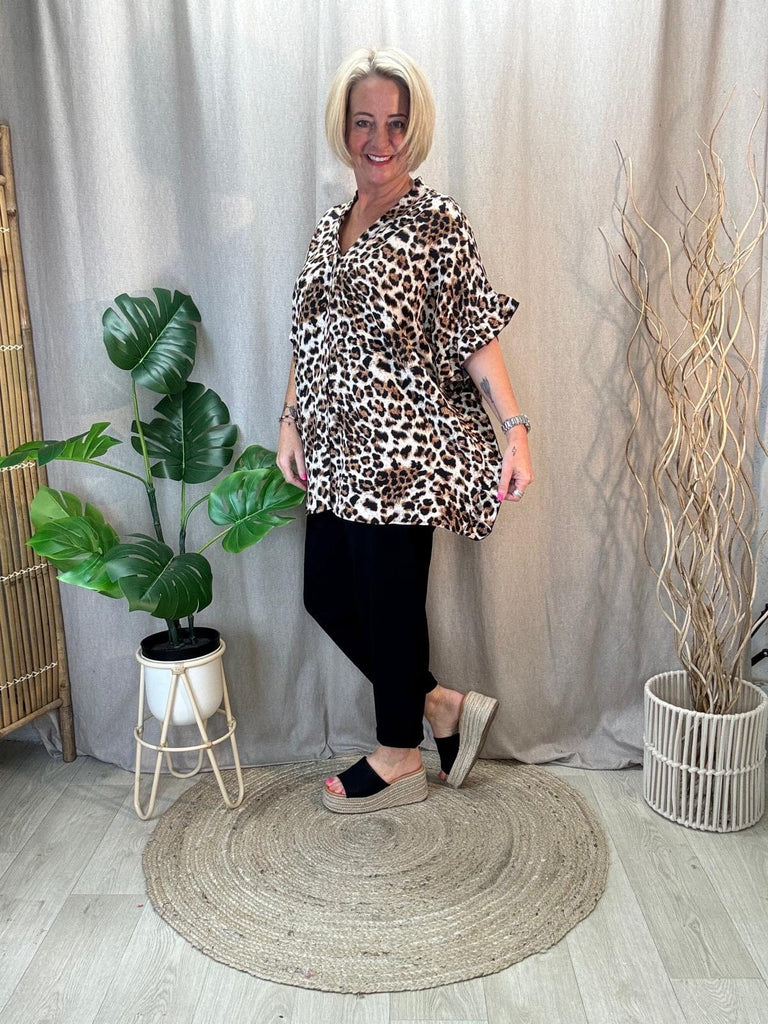 Leopard Print Blouse With Frilly Sides Be You Lifestyle Boutique One Size