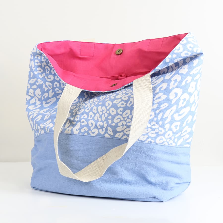 Light Blue Leopard Print Cotton Beach Bag RRP £29 Be You Lifestyle Boutique