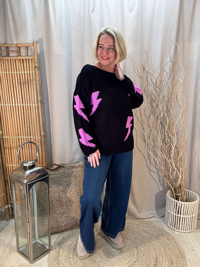 Lightning Bolt Knitted Jumper Be You Lifestyle Boutique