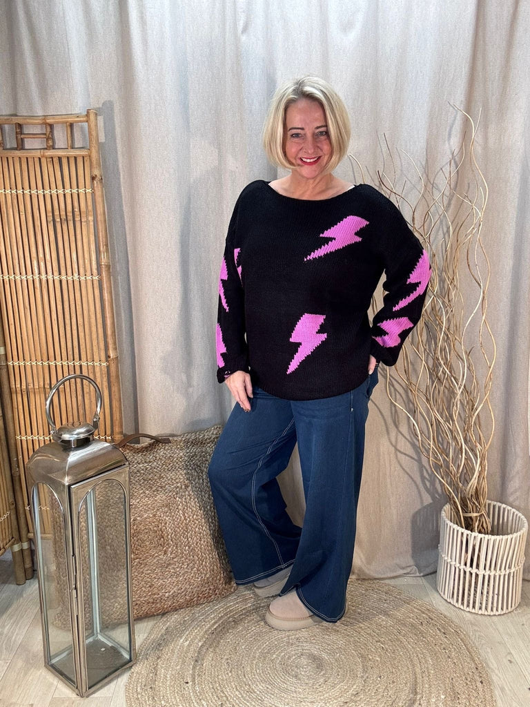 Lightning Bolt Knitted Jumper Be You Lifestyle Boutique