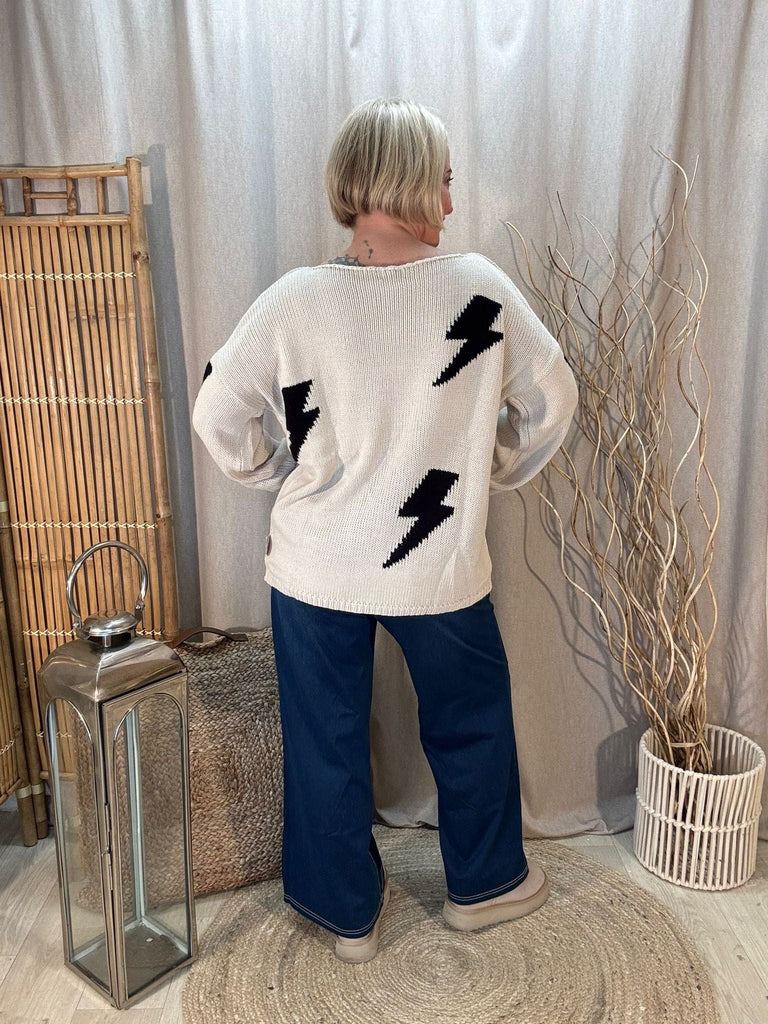 Lightning Bolt Knitted Jumper Be You Lifestyle Boutique