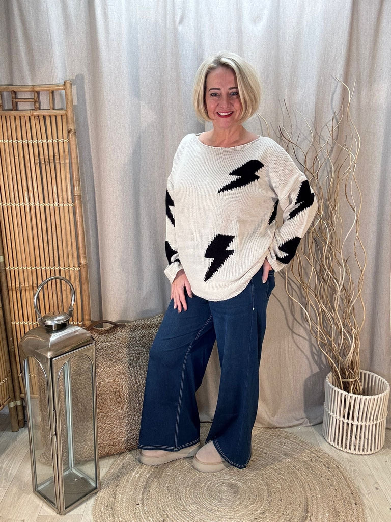 Lightning Bolt Knitted Jumper Be You Lifestyle Boutique