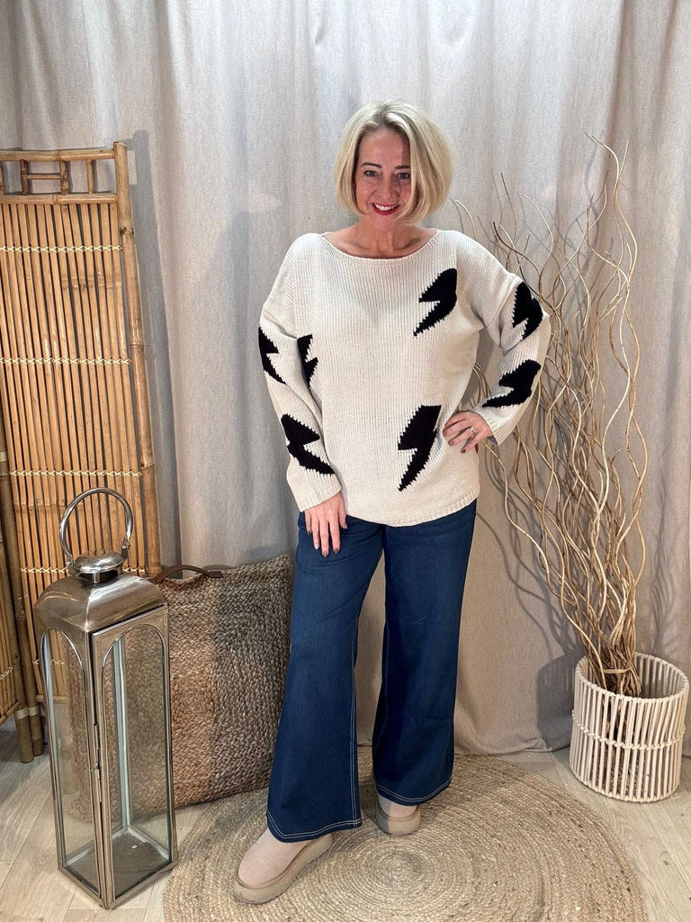 Lightning Bolt Knitted Jumper Be You Lifestyle Boutique