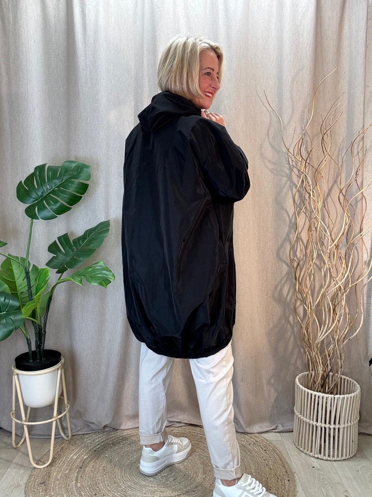 Lightweight Hooded Black Rain Mac Shower Proof Be You Lifestyle Boutique One Size