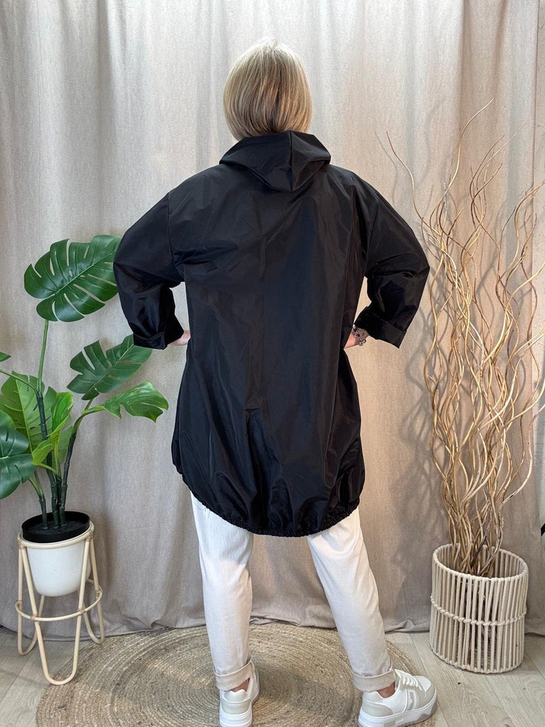 Lightweight Hooded Black Rain Mac Shower Proof Be You Lifestyle Boutique One Size