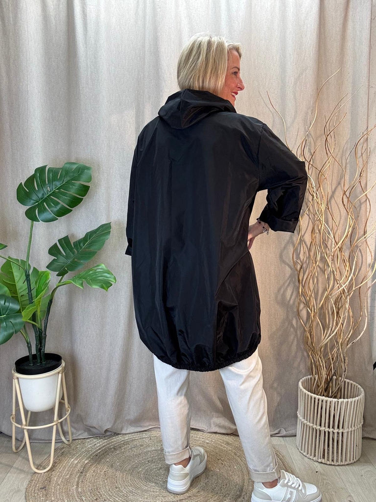 Lightweight Hooded Black Rain Mac Shower Proof Be You Lifestyle Boutique One Size