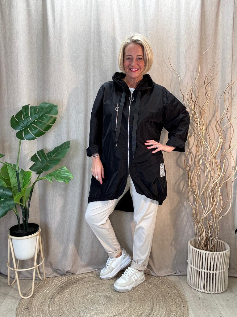 Lightweight Hooded Black Rain Mac Shower Proof Be You Lifestyle Boutique One Size