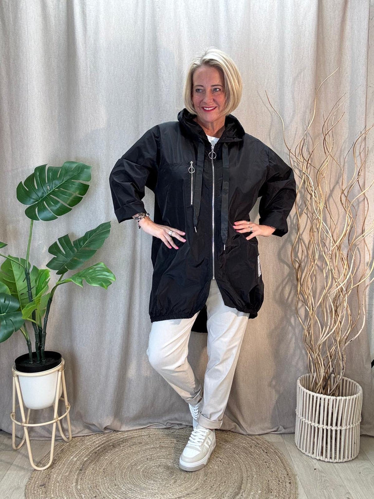 Lightweight Hooded Black Rain Mac Shower Proof Be You Lifestyle Boutique One Size