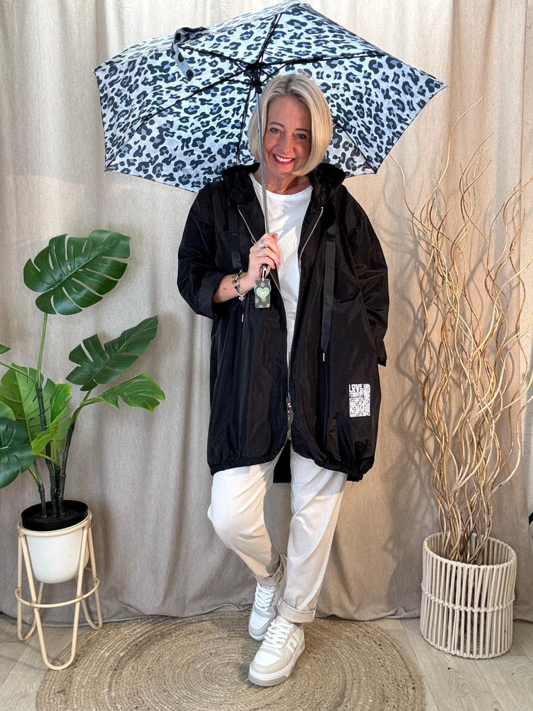 Lightweight Hooded Black Rain Mac Shower Proof Be You Lifestyle Boutique One Size