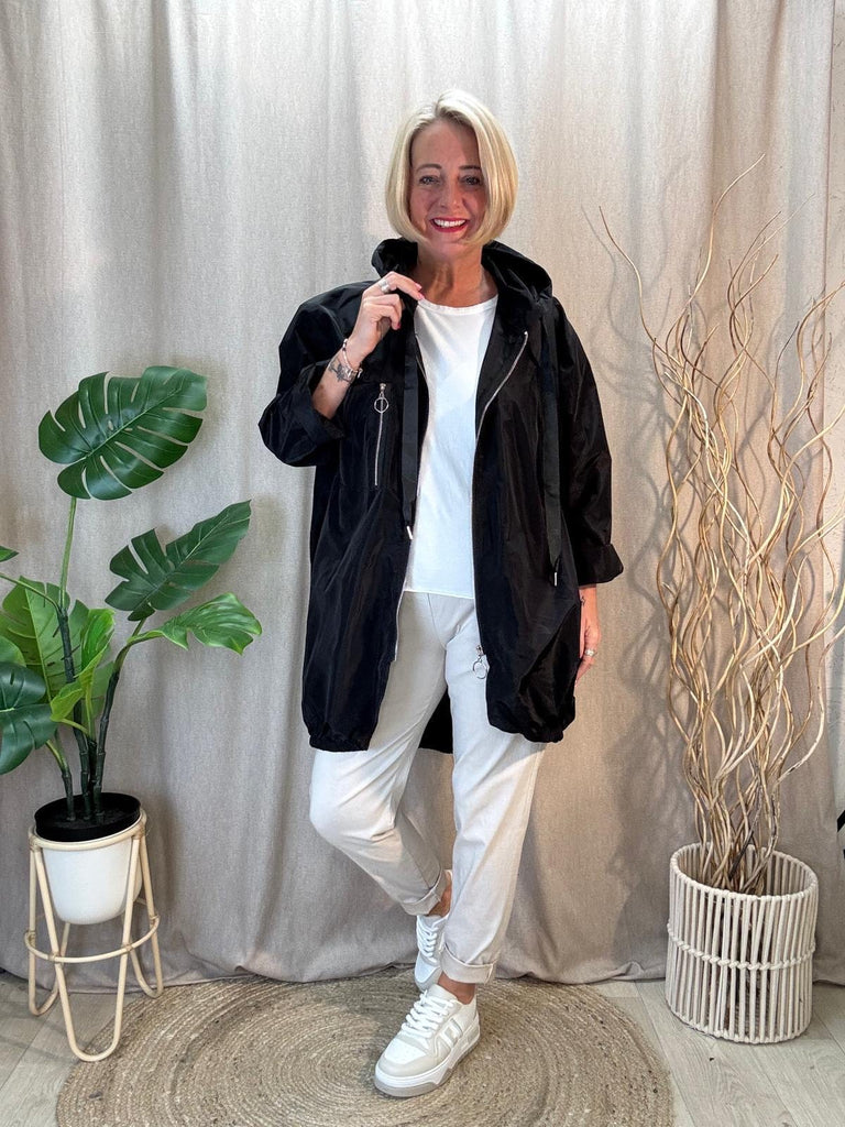 Lightweight Hooded Black Rain Mac Shower Proof Be You Lifestyle Boutique One Size