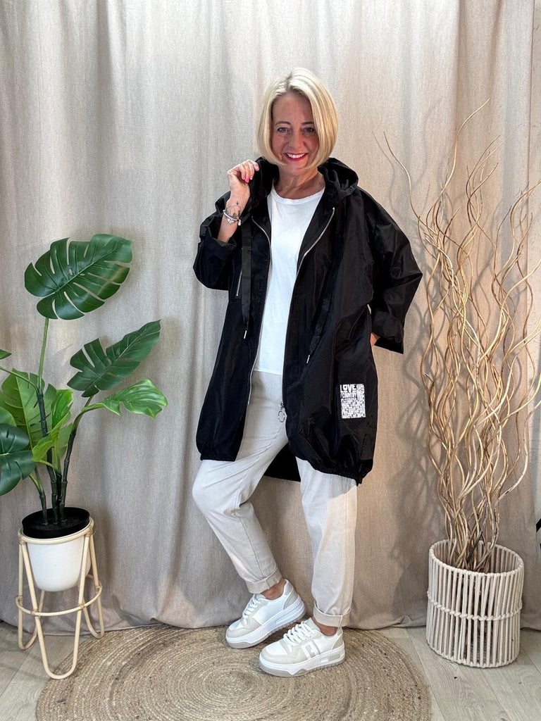 Lightweight Hooded Black Rain Mac Shower Proof Be You Lifestyle Boutique One Size