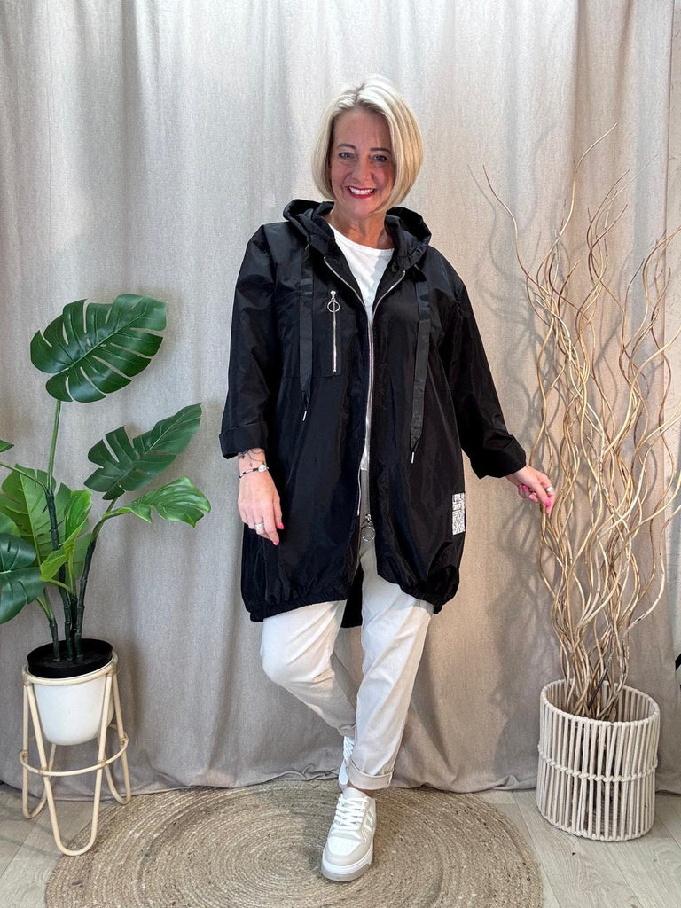 Lightweight Hooded Black Rain Mac Shower Proof Be You Lifestyle Boutique One Size