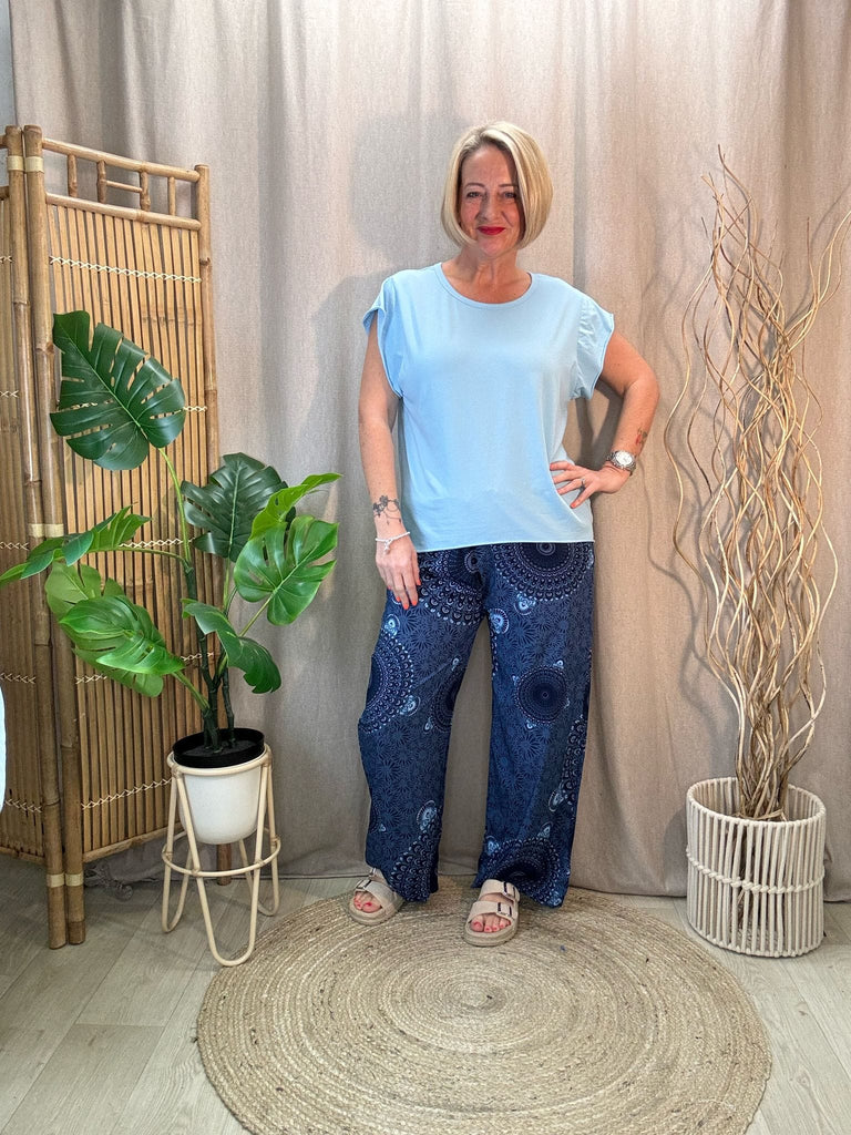 Lightweight Wide Leg Mandala  Print Trousers With Pockets Be You Lifestyle Boutique