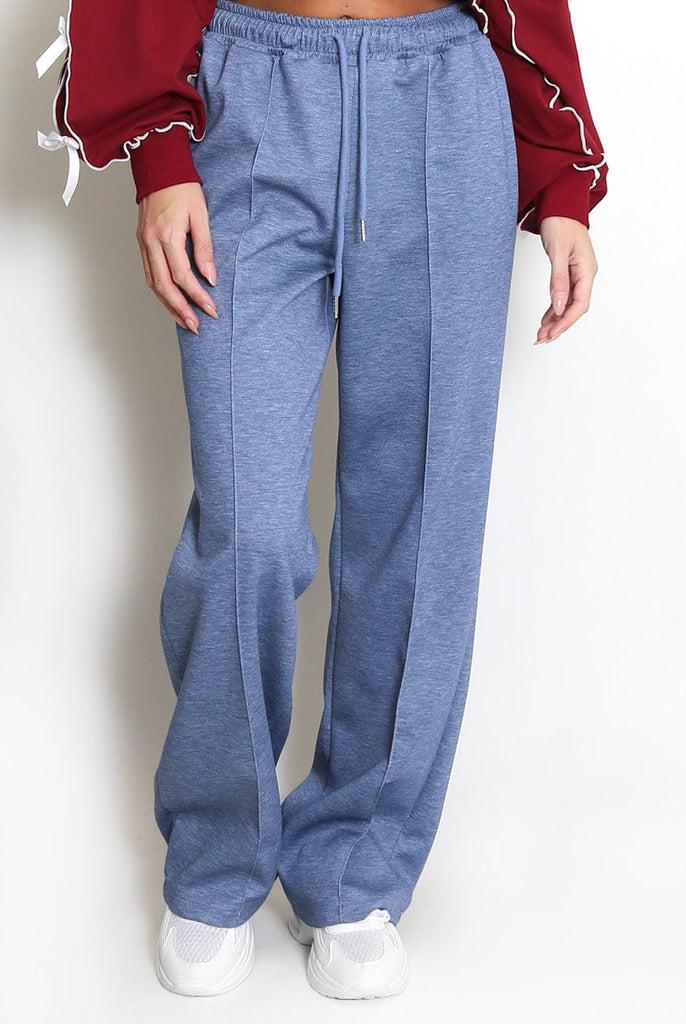 Luxe Wide Leg Seam Front Drawstring Joggers / Trousers Be You Lifestyle Boutique One Size / Denim