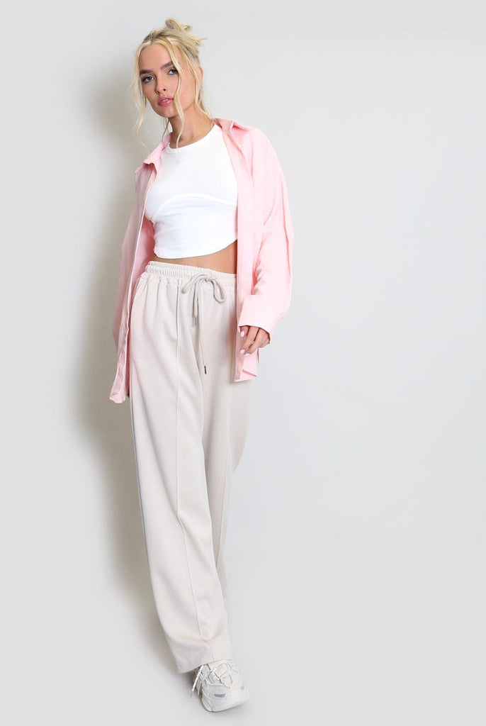 Luxe Wide Leg Seam Front Drawstring Joggers / Trousers Be You Lifestyle Boutique One Size / Stone