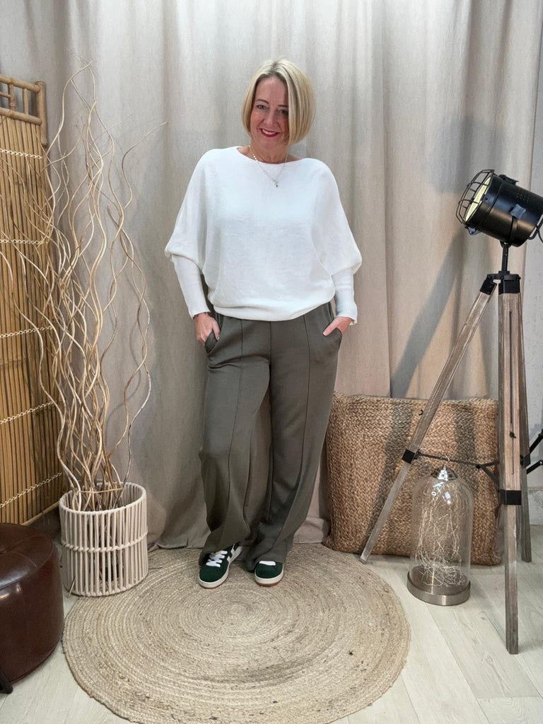 Luxe Wide Leg Seam Front Drawstring Joggers / Trousers Be You Lifestyle Boutique