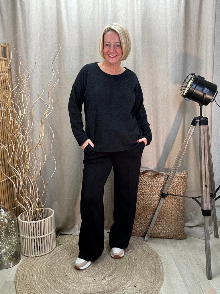 Luxe Wide Leg Seam Front Drawstring Joggers / Trousers Be You Lifestyle Boutique