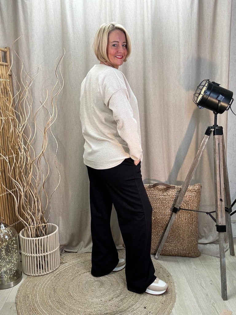 Luxe Wide Leg Seam Front Drawstring Joggers / Trousers Be You Lifestyle Boutique