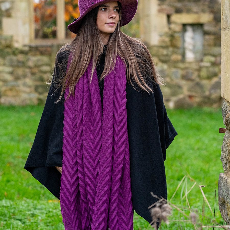 Magenta Herringbone Tassel Scarf By POM 52682 Be You Lifestyle Boutique