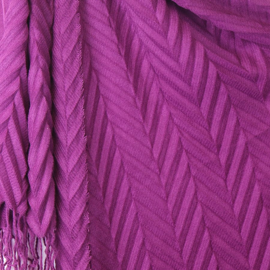 Magenta Herringbone Tassel Scarf By POM 52682 Be You Lifestyle Boutique