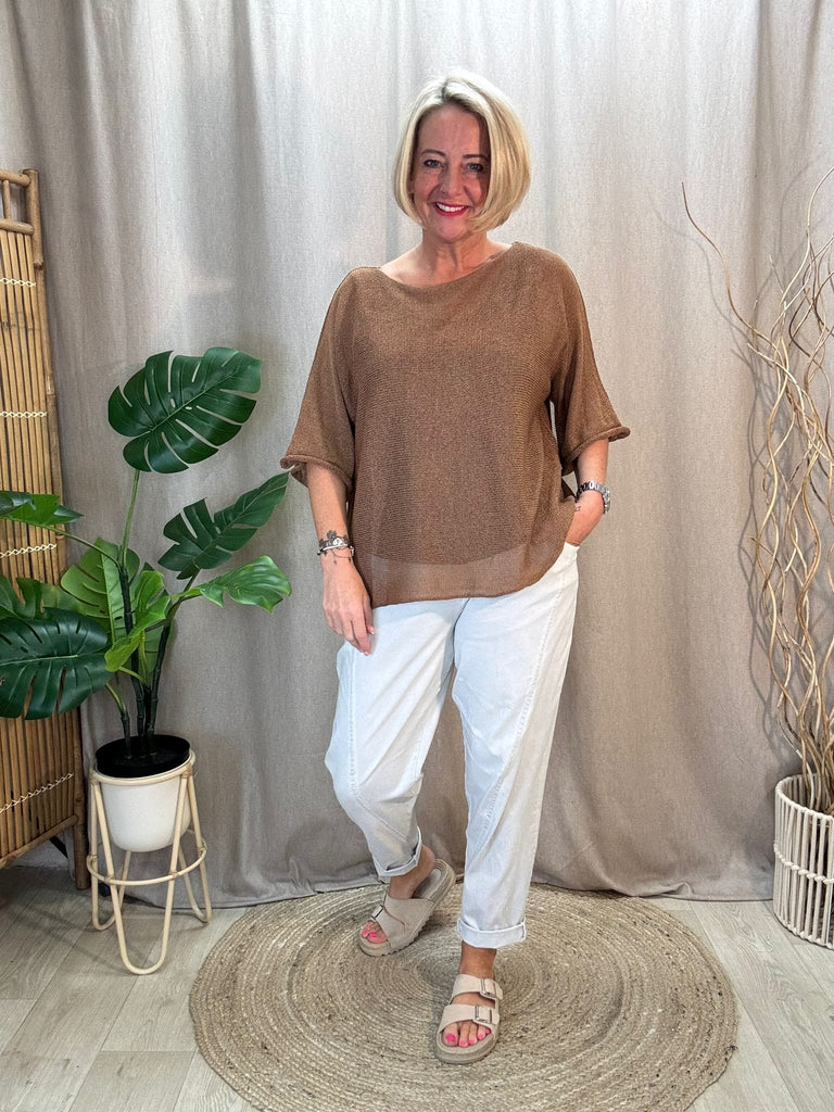 Mesh Fine Knit Layering Top Be You Lifestyle Boutique One Size / Cinnamon
