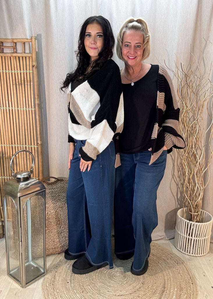 Mid Indigo Flex Fit Wide Leg Elasticated Waistband Jeans Trousers Be You Lifestyle Boutique