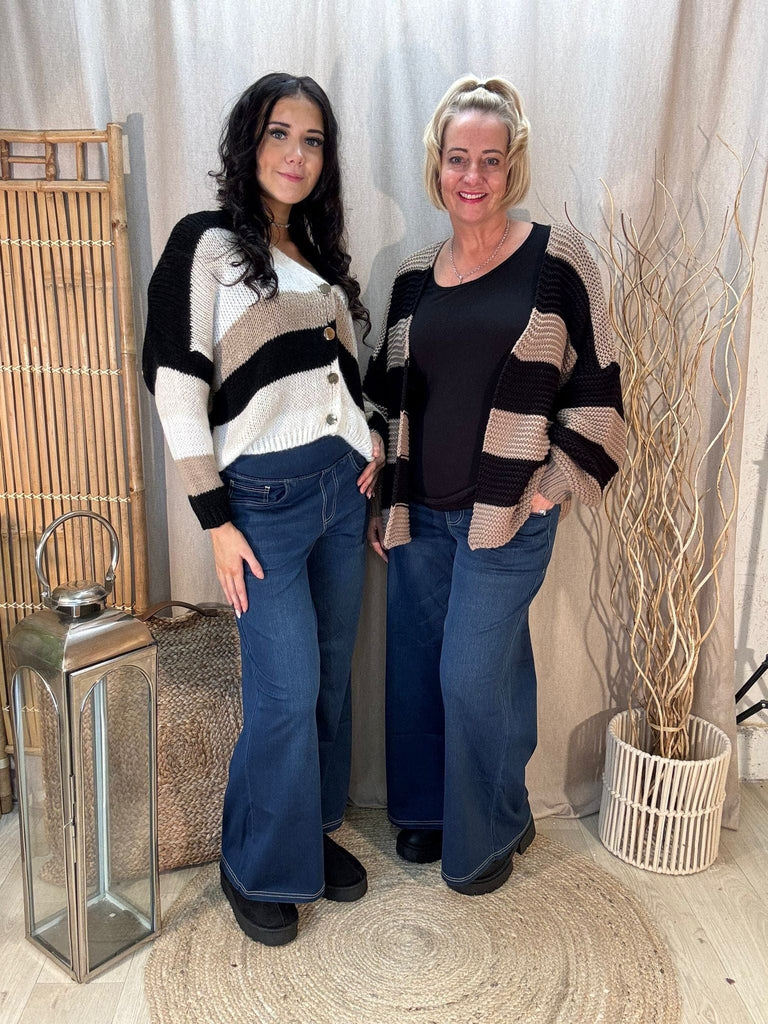 Mid Indigo Flex Fit Wide Leg Elasticated Waistband Jeans Trousers Be You Lifestyle Boutique