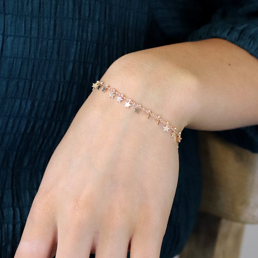 Multi Star & Tiny Bead Faux Gold Bracelet By POM 04192 POM