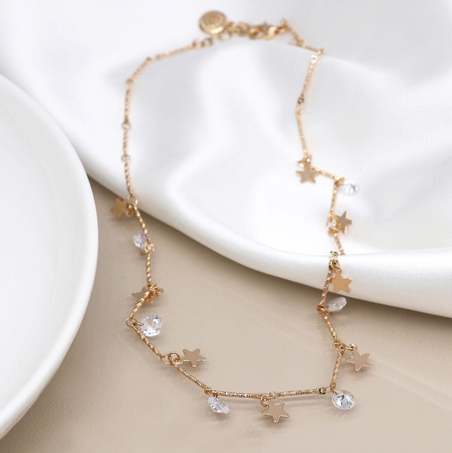 Multi Stars & Crystals Necklace By POM Gift 04194 POM