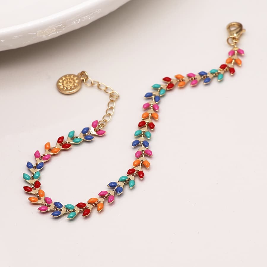 Multicoloured Leaf Epoxy Bracelet By POM Gift 04092 POM