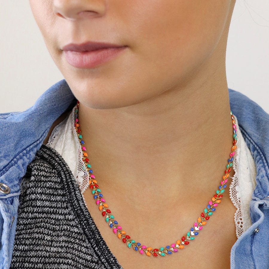 Multicoloured Leaf Epoxy Statement Necklace  By POM Gift 04091 POM