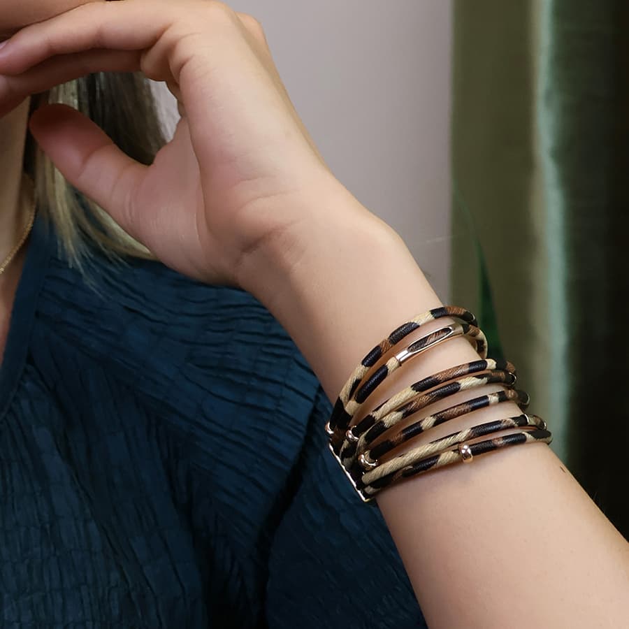 Multistrand Animal Print & Crystal Bracelet By POM 04665 Be You Lifestyle Boutique