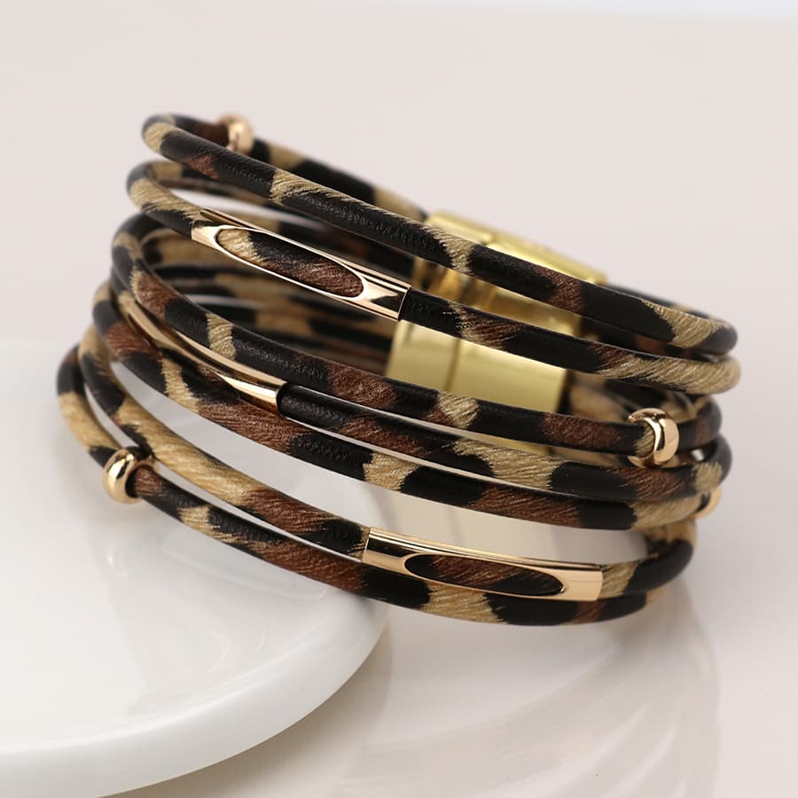 Multistrand Animal Print & Crystal Bracelet By POM 04665 Be You Lifestyle Boutique