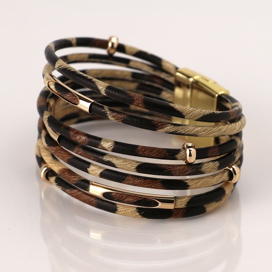 Multistrand Animal Print & Crystal Bracelet By POM 04665 Be You Lifestyle Boutique
