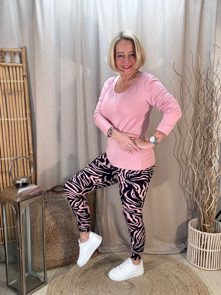 Navy & Pink Print Super Smooth Leggings Be You Lifestyle Boutique