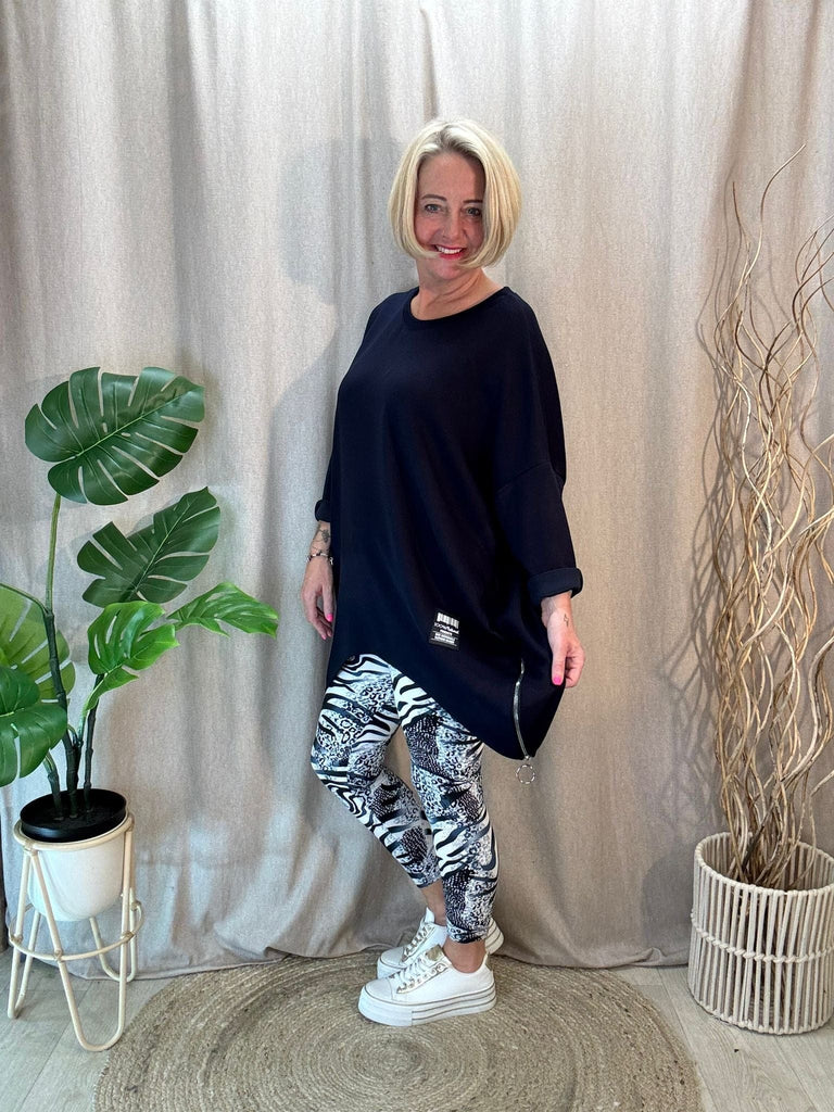Navy & White Animal Print Super Smooth Leggings Be You Lifestyle Boutique