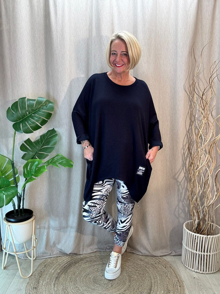 Navy & White Animal Print Super Smooth Leggings Be You Lifestyle Boutique