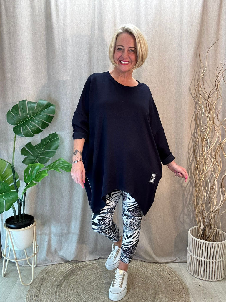 Navy & White Animal Print Super Smooth Leggings Be You Lifestyle Boutique