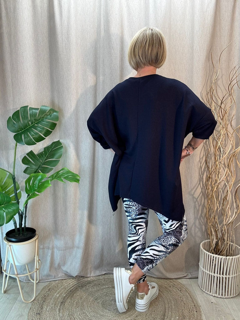 Navy & White Animal Print Super Smooth Leggings Be You Lifestyle Boutique