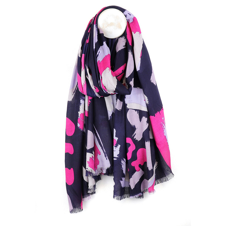 navy brushstroke scarf by pom